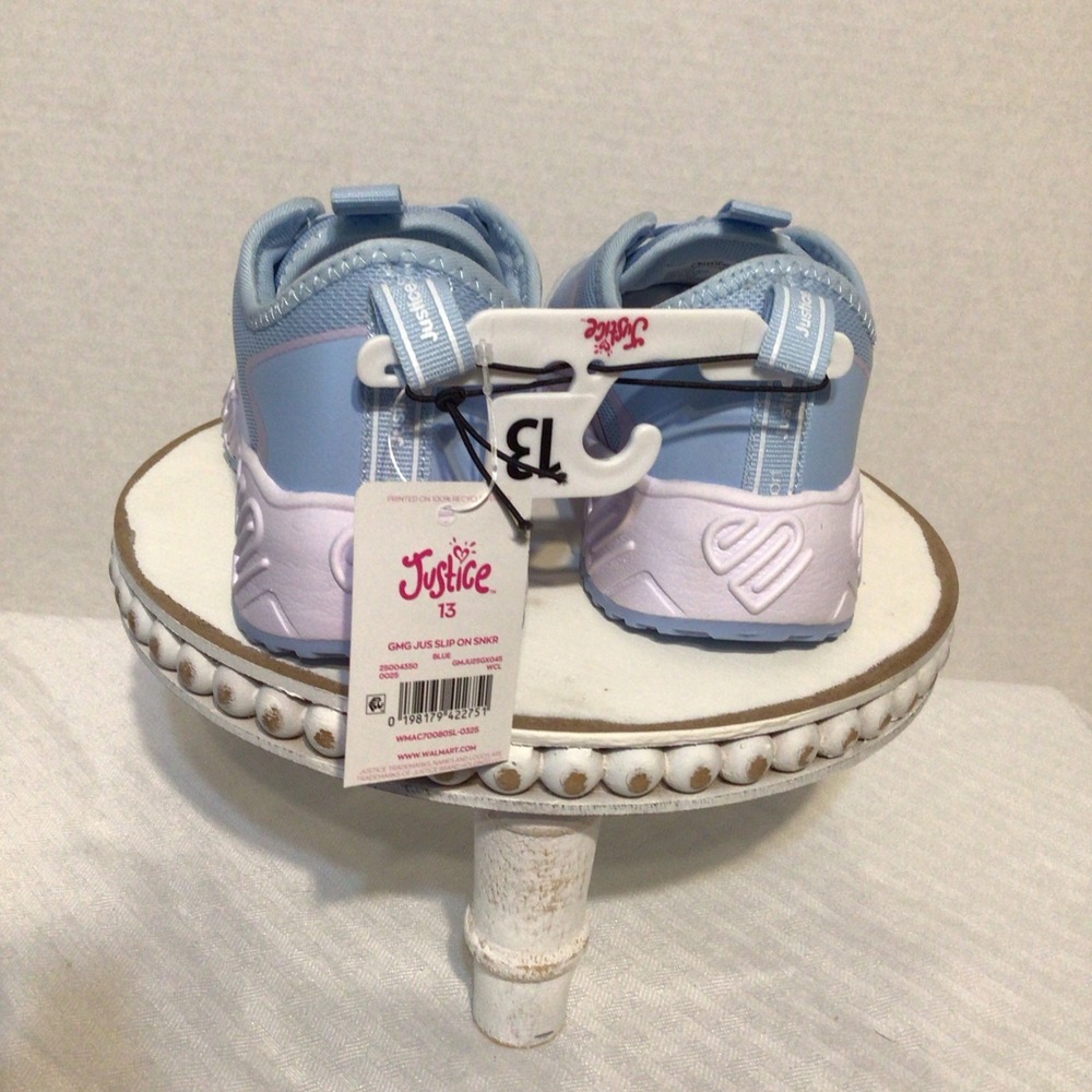 JUSTICE GIRL Slip On Athletic Sneakers Shoes 13 Blue NWT No Lace Comfort Walking - Picture 6 of 8